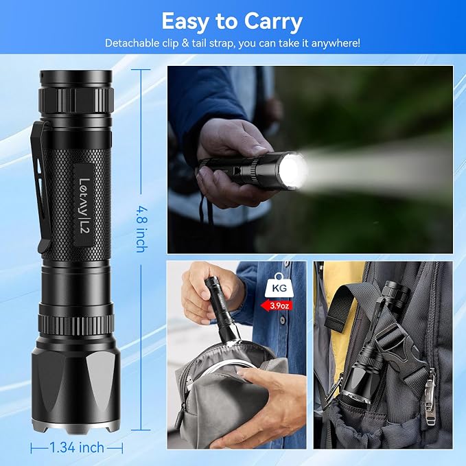 LETMY Rechargeable Flashlights High Lumens, 2 Pack 2000 Lumens Super Bright LED - Image 6