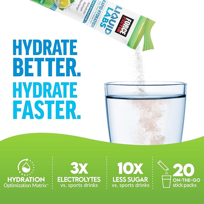 Force Factor Liquid Labs Electrolytes Powder Packets—Lemon Lime—Hydration - Image 2