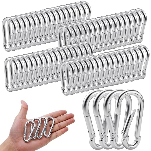 100Pack Spring Snap Hooks Carabiner, M5 3/16" Carabiner Clips Keychain Small 2" by REDOVANT