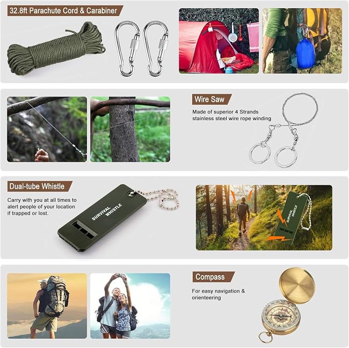 238Pcs Emergency Survival Kit and First Aid Kit, Professional Survival Gear Tool - Image 7