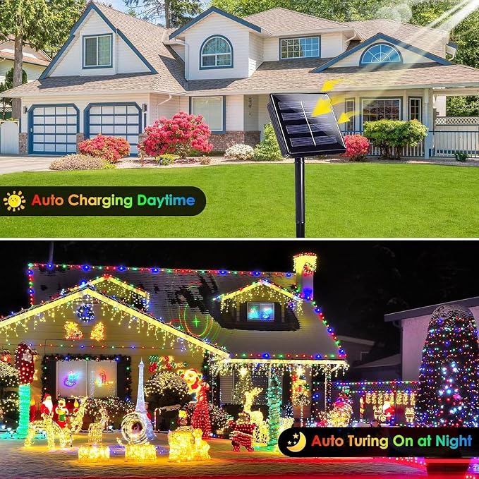 Extra-Long Solar String Lights for Outside, 4 Pack 400LED Solar Fairy Lights - Image 4
