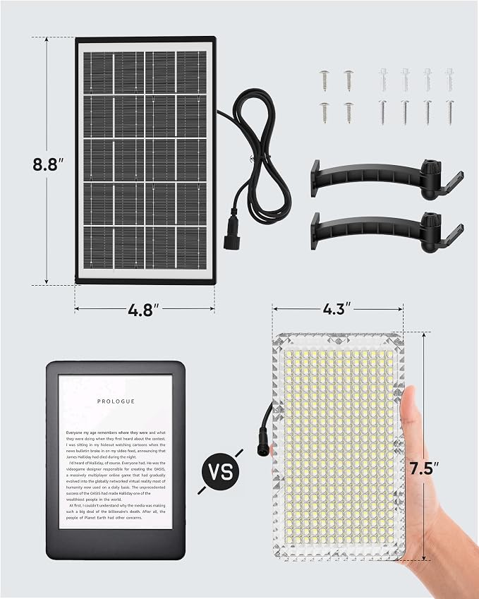 JACKYLED 1000 Lumens 299 LED Solar Lights Outdoor Bright Solar Dusk to Dawn - Image 6
