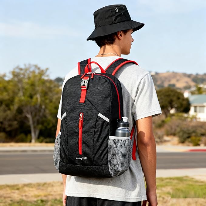 levayhill 25L Foldable Backpack & Bucket Hat 2 IN1 Combo, Lightweight packable - Image 6