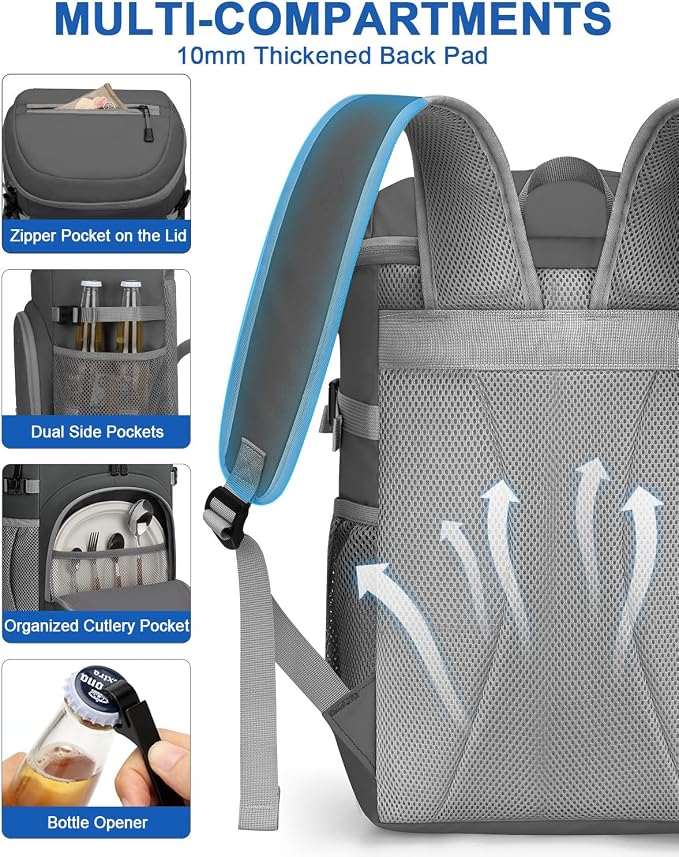 Pritent Cooler Backpack for Men Women Insulated Waterproof Backpack Cooler Leak - Image 6