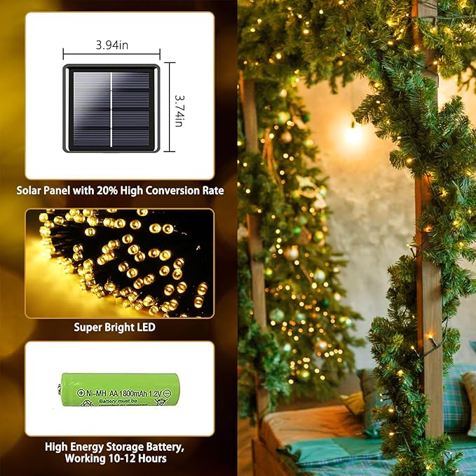 2 Pack 480 LED Solar String Lights - Image 3