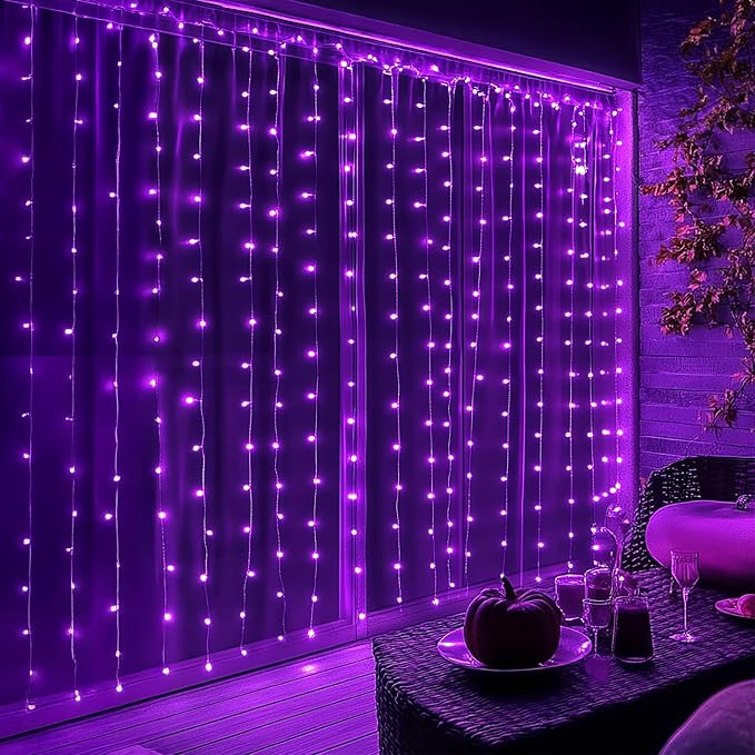 Dazzle Bright 300 LED Christmas Curtain String Lights, Halloween Fairy Lights - Image 7