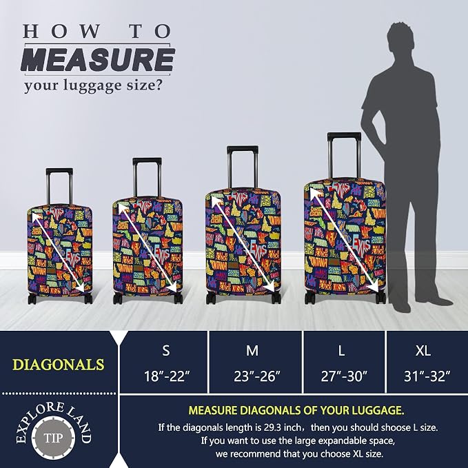 Explore Land Travel Luggage Cover Suitcase Protector Fits 23-26 Inch Case - Image 5