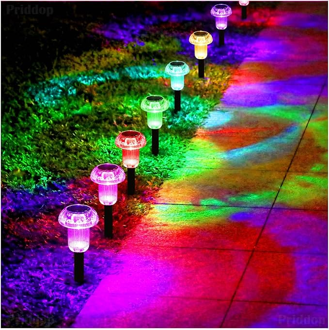Priddop Solar Lights Outdoor Pathway Waterproof 8 Pack Color Changing LED - Image 7