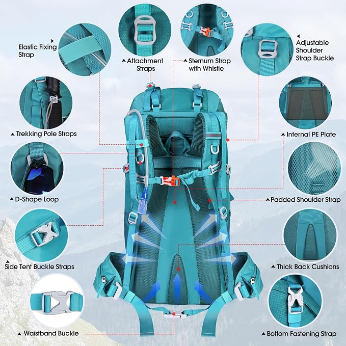 IGOLUMON 60L Hiking Backpack Waterproof Camping Backpack - Image 4
