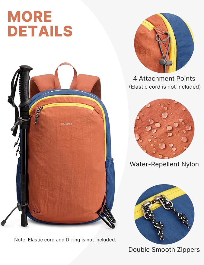 G4Free 15L Hiking Backpack Lightweight Small Travel Backpack Casual Daypack - Image 5