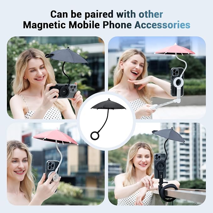 Dual Magnetic Phone Umbrella for Sun, Magnetic Cellphone Sunshade Shield - Image 7