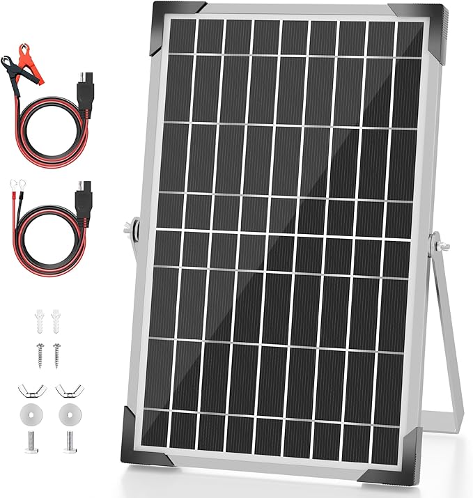 Voltset Solar Battery Trickle Charger: 10 Watt 12V Solar Panel Maintainer by Voltset