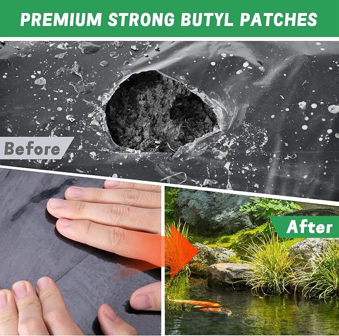 Adnee 2 Pcs Pond Liner Repair Patch-10 x 10 Inches Self-Adhesive EPDM Liner - Image 6
