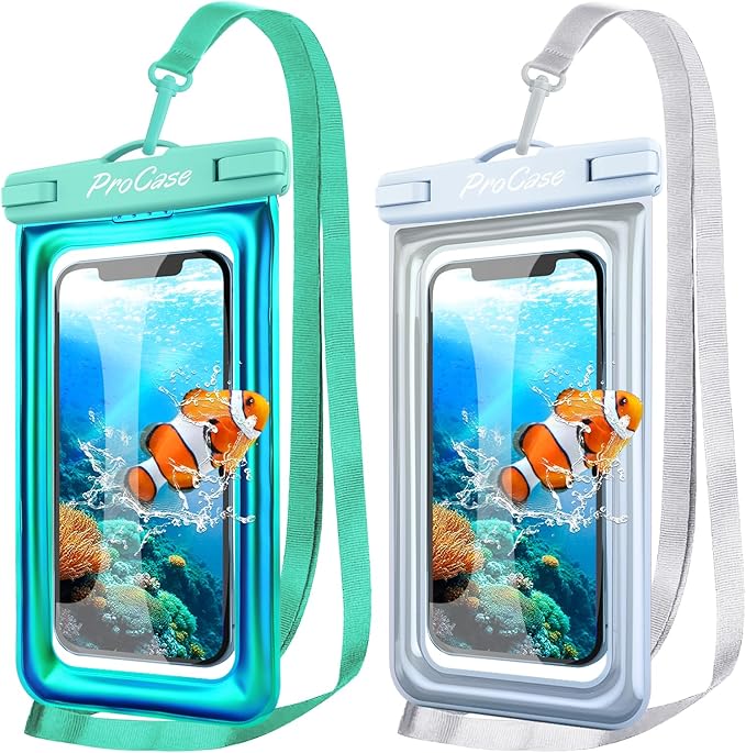 ProCase 2 Pack Floating Waterproof Phone Pouch IPX8, Universal Dry Bag Fits by ProCase