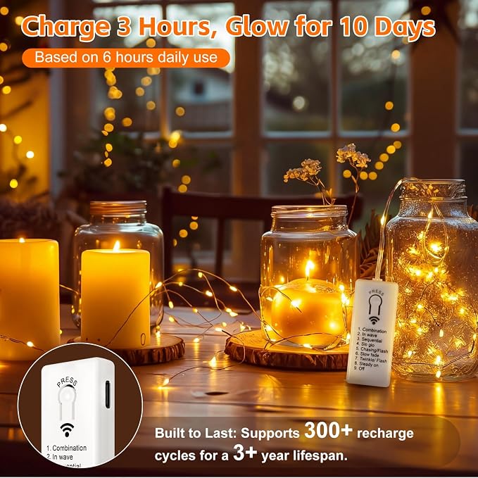 6 Pack Rechargeable Fairy Lights - Image 2