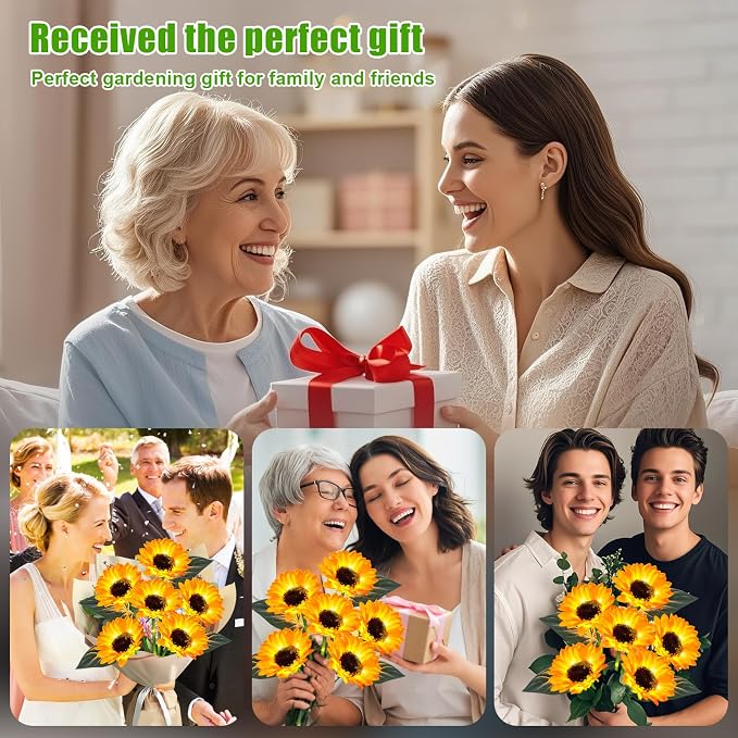 ostritec Sunflower Solar Lights Outdoor Decor, 4 Pack Solar Garden Decor 24 - Image 7