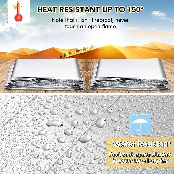 Emergency Survival Blanket, Mylar Thermal Blanket, Gigantic Space Blanket 82" x - Image 7