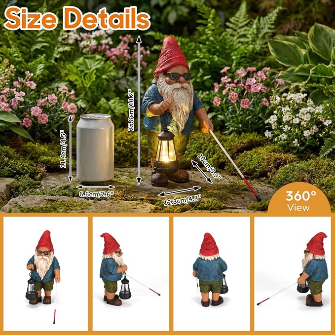 Garden Gnome Outdoor Statue -10.2 inches Outdoor Decor - Image 2