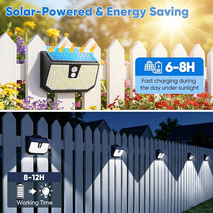 Brightever Motion Sensor Solar Lights Outdoor Waterproof, 6 Packs Super Bright - Image 2