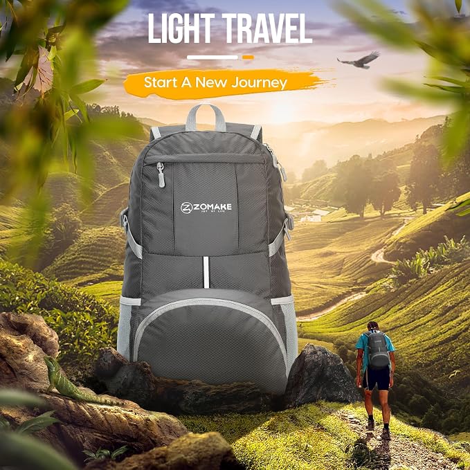 ZOMAKE Lightweight Packable Backpack 35L, Light Foldable Backpacks Water - Image 6