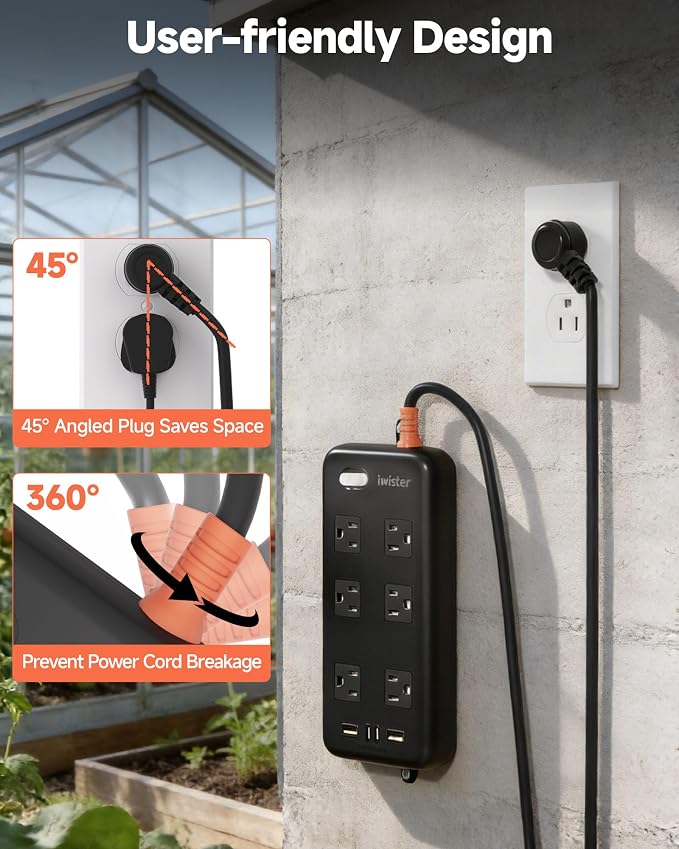 Outdoor Power Strip Waterproof IPX6, 15 Ft Extension Cord, 6 Wide Outlets & 4 - Image 9