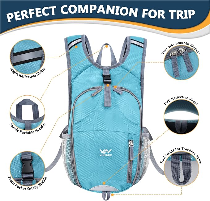 15L Foldable Hiking Backpack, Lightweight Packable Waterproof Machine Washable - Image 6