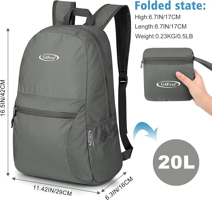 G4Free 20L Lightweight Packable Backpack Travel Hiking Daypack Foldable Backpack - Image 2