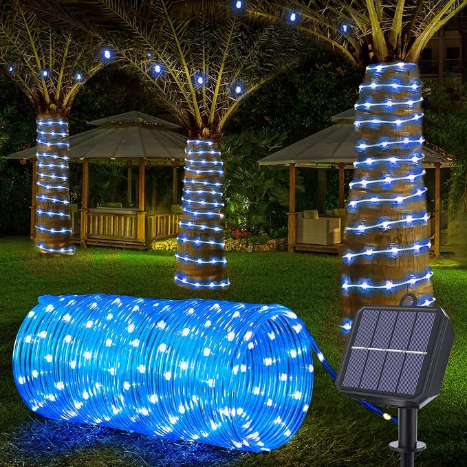 Solar Rope Lights, 33ft 100LED Solar String Lights, 8 Modes Waterproof Solar by Jnaurb