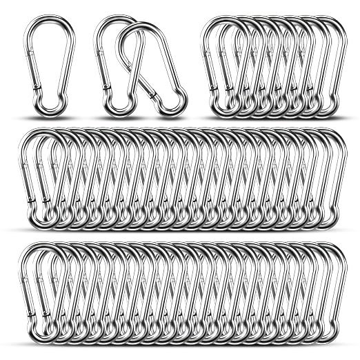 Carabiner Clip Hooks, 304 Stainless Steel Spring Snap Hook Fits Camping Hiking by KINLINK