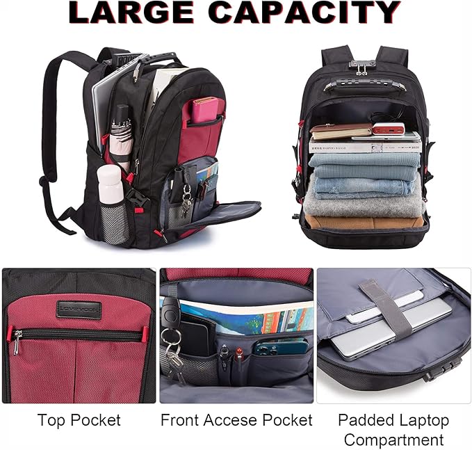 LOVEVOOK Large Backpack for Men 18.4 inch Heavy Duty Travel Laptop Backpack - Image 4