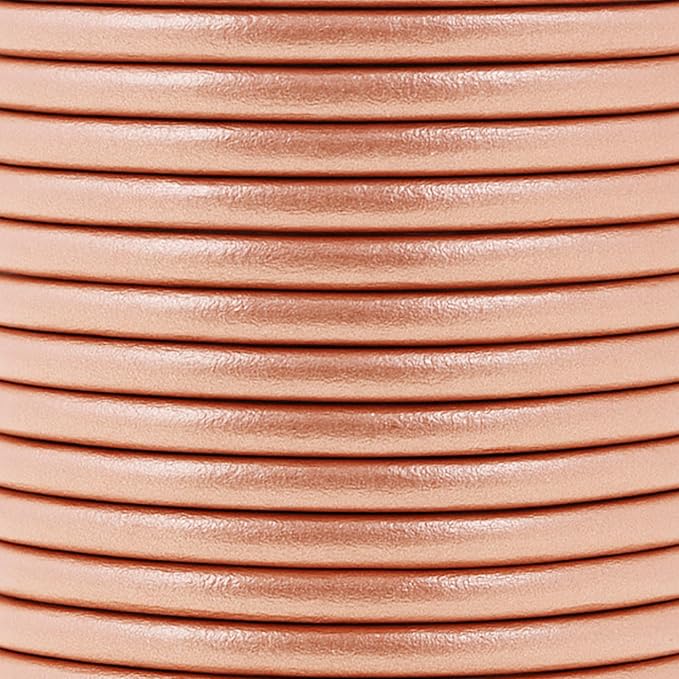 Mandala Crafts Round Genuine Rose Gold Leather Cord - Image 3