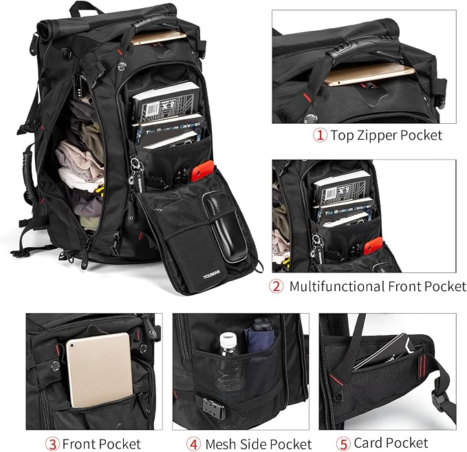YOUMIAN Large Capacity For Travel Hiking Sports Carry On Backpack Durable - Image 7