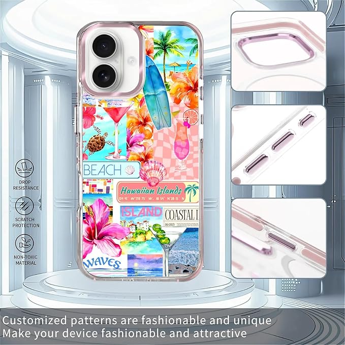 Case for iPhone 16 Plus, Coastal Beach Cover Coquette Collage Phone Case - Image 2