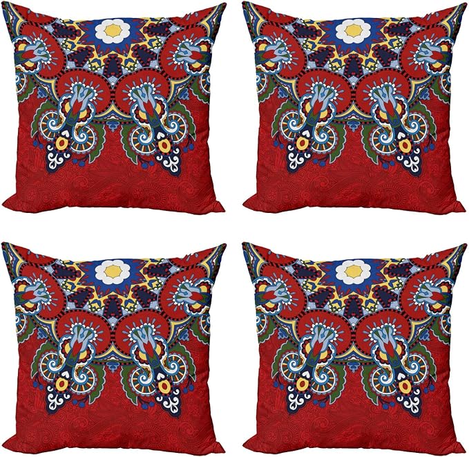 Ambesonne Mandala Throw Pillow Cushion Case Pack of 4, Color Jumble of Lace by Ambesonne