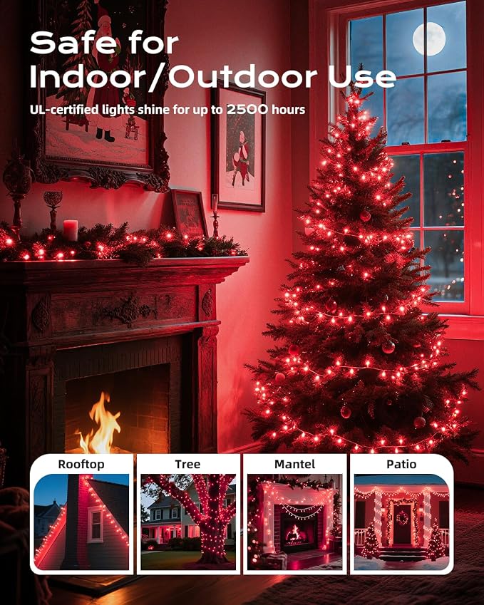 Brightown Red Mini String Lights, 100-Count 26.5ft Incandescent Bulb - Image 6