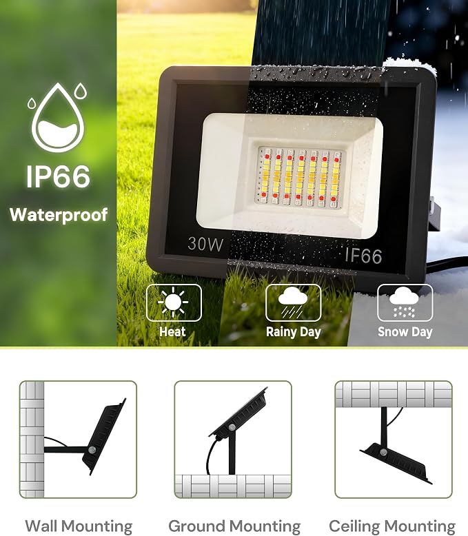 L LOHAS LED 30W Flood Light Outdoor, RGB Landscape Lighting - Image 6