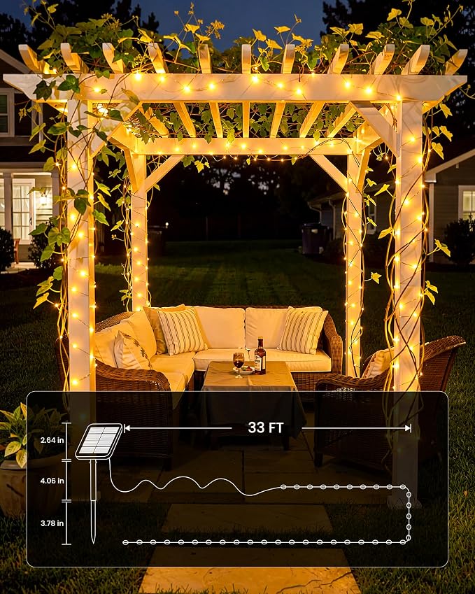 Minetom 4 Pack Solar String Lights, Total 132Ft 400 LED Solar Fairy Lights - Image 5