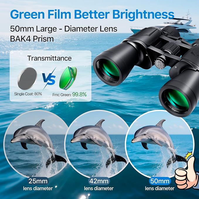 20x50 High Power Binoculars for Bird Watching 28mm Large Eyepiece Life - Image 3