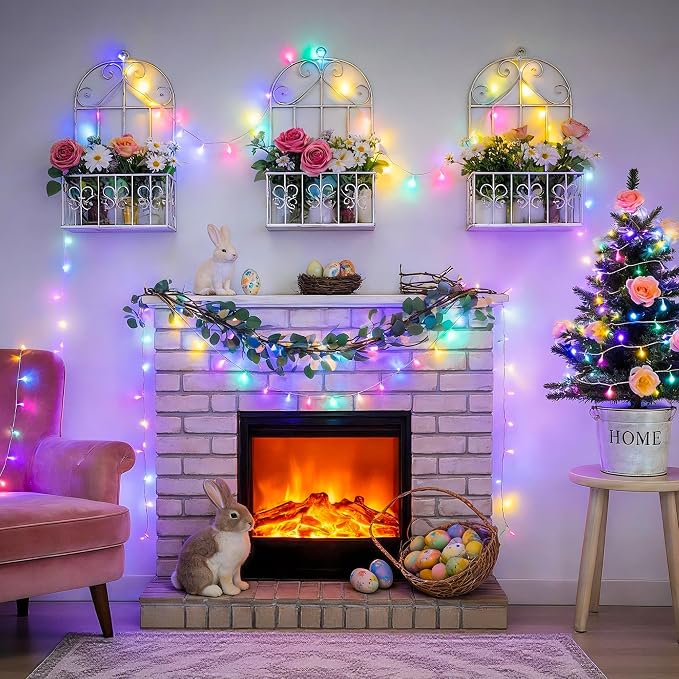 JMEXSUSS 33ft 100 LED Easter Lights Battery Operated, Outdoor Indoor Pastel - Image 8