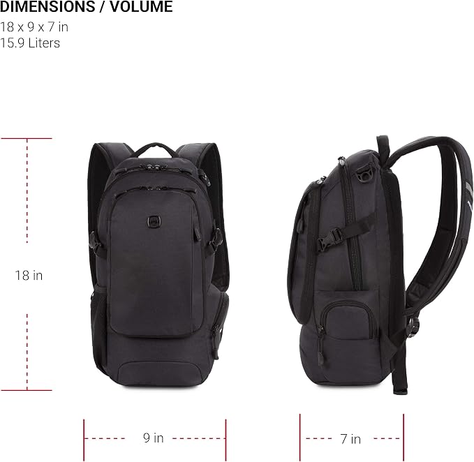 SwissGear 3598 Backpack, Narrow Daypack, Dark Grey - Image 5