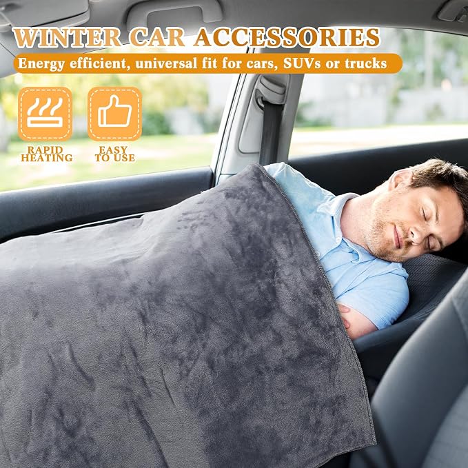 Riakrum 12v Car Heated Blanket 57"x43", Portable Electric Car Blanket - Image 4