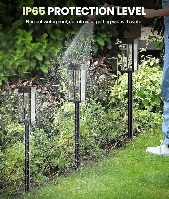 NEWMESSI Solar Pathway Lights Outdoor, 2 Pack Solar Garden Lights IP65 - Image 4