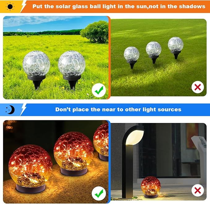 MLKNK Solar Globe Lights Outdoor Waterproof-Solar Balls-Solar Garden Lights-Orbs - Image 3