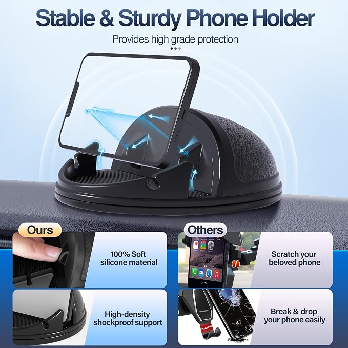 Loncaster Car Phone Holder Mount, Silicone Phone Mount - Image 4