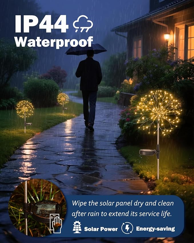 Solar Garden Lights Outdoor Yard Decorations, 8 Pack 150Leds Pathway Lights - Image 8