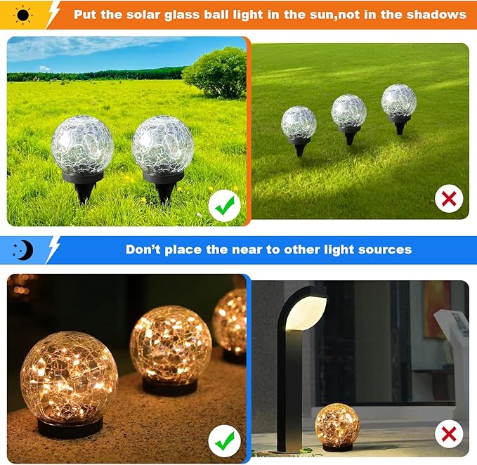 MLKNK Solar Globe Lights Outdoor Waterproof-Solar Balls-Solar Garden Lights-Orbs - Image 5