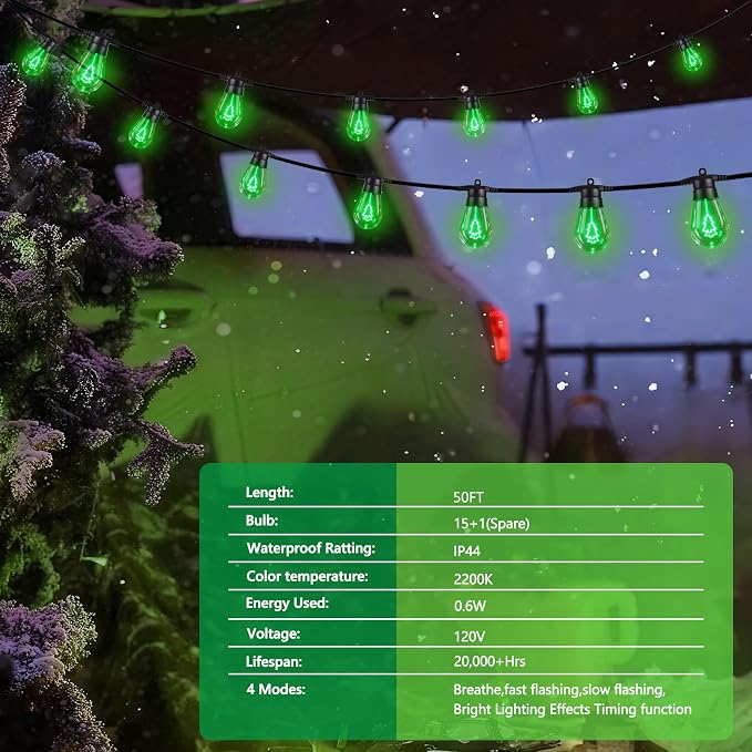 LED Outdoor String Lights, 50FT Patio Lights - Image 2