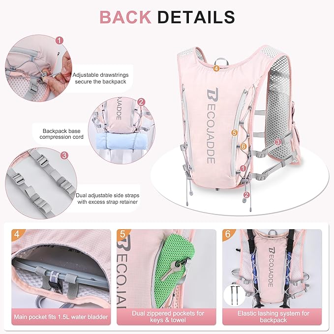 BECOJADDE Running Vest Hydration Backpack - Image 3