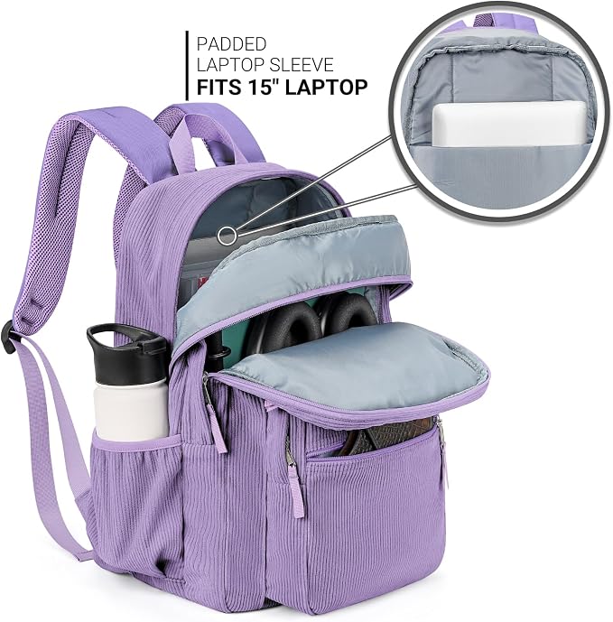 ZORFIN 26L Backpack for College, and Travel: Corduroy Bookbag - Image 4