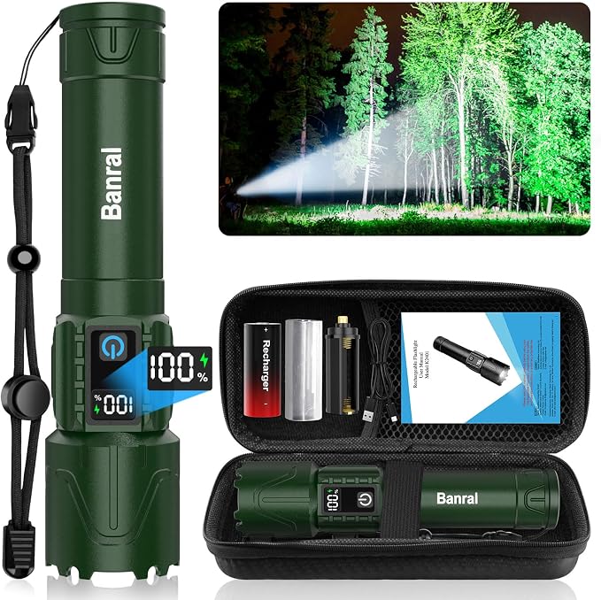 Rechargeable Tactical Flashlights 2000 High Lumens - 5000mAh Super Bright LED by Banral